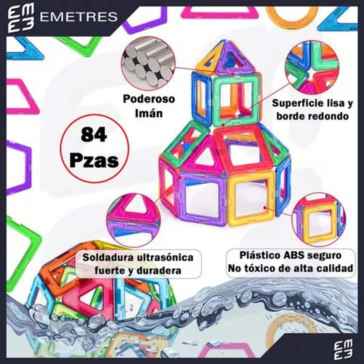 GENERICO - Bloques de construcción magnéticos 3D set de 84 pcs