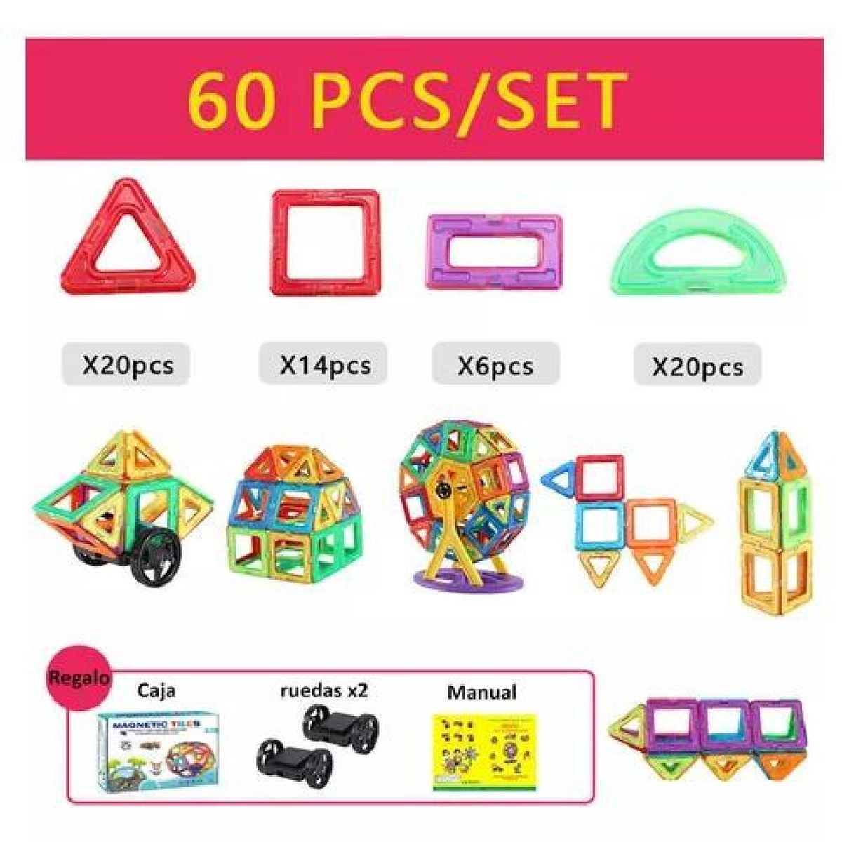 GENERICO - Set de bloques magnéticos de construcción con caja