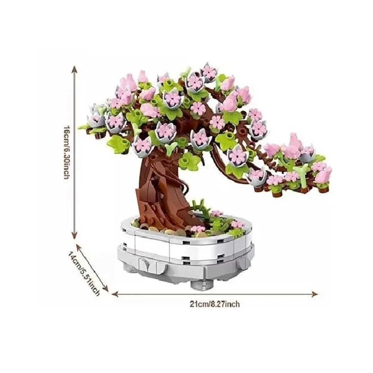 GENERICO - Bloques de flores de cerezo bonsai suculentas blanco