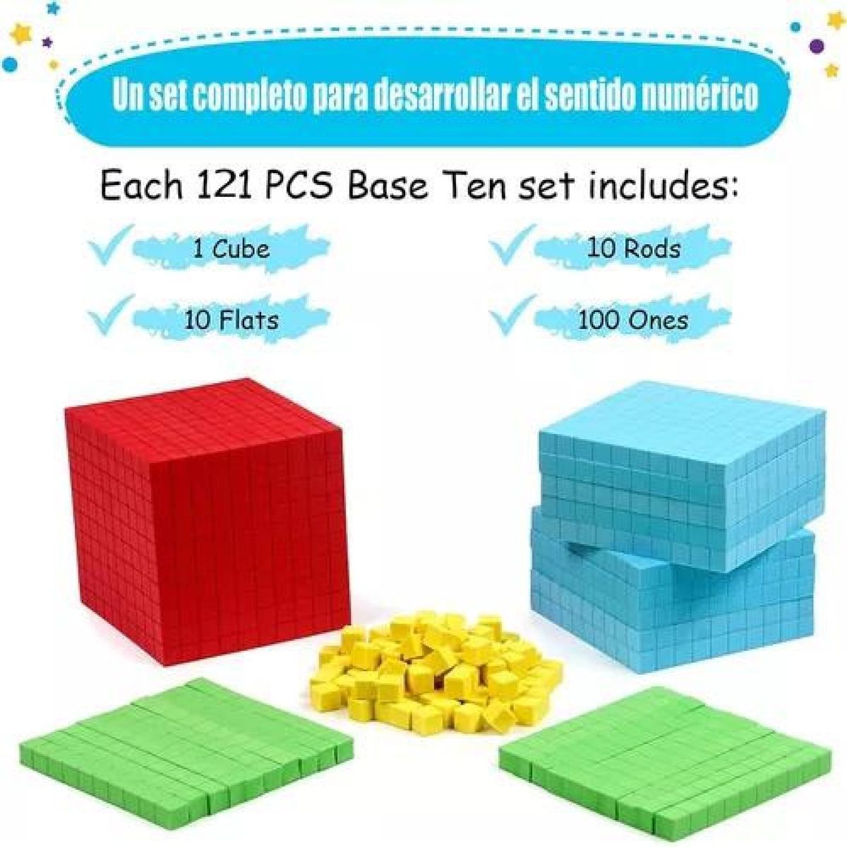 GENERICO - Bloque multibase base 10 conectable de 122 piezas amarillo