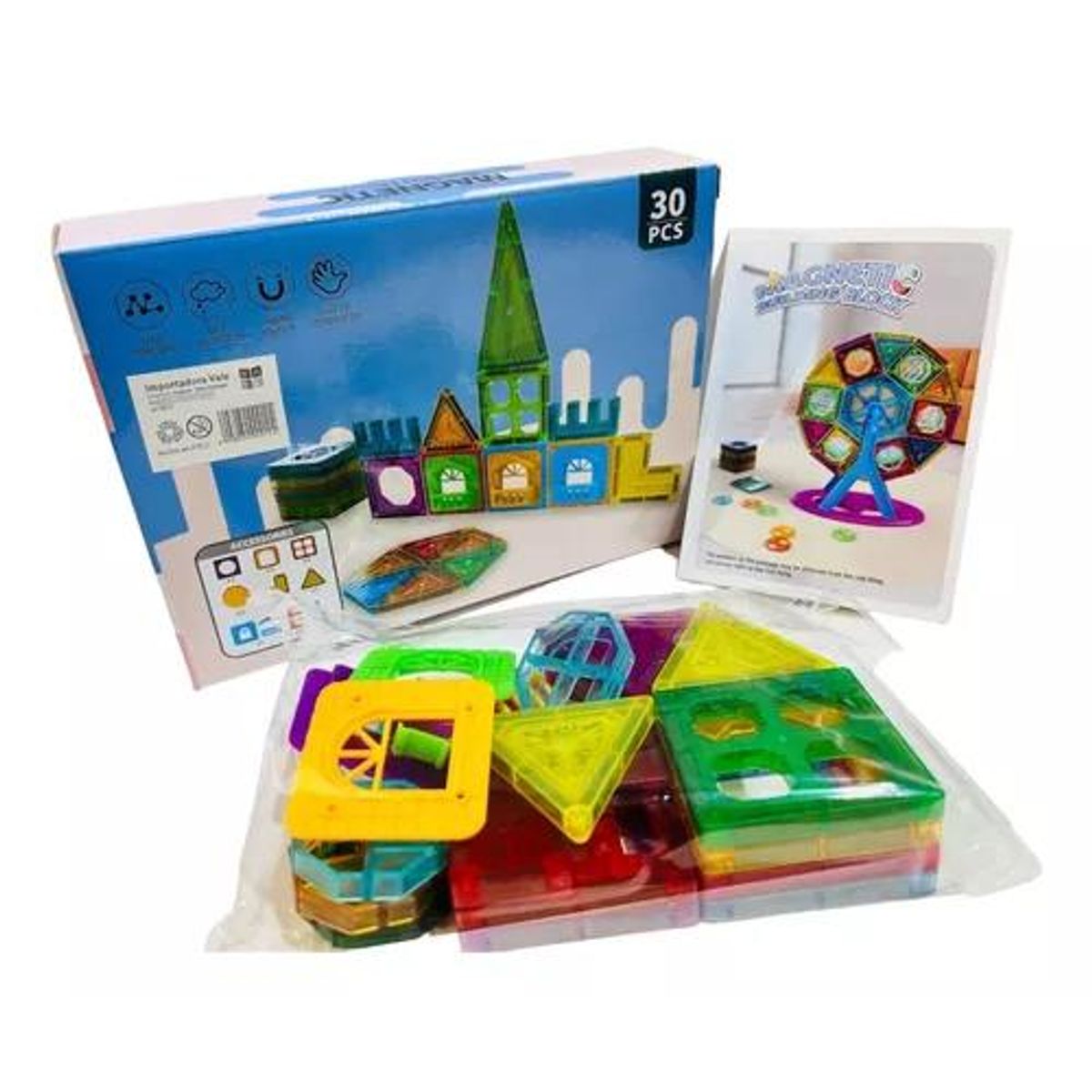 GENERICO - Bloques magnéticos 30 pcs magnetic building tiles