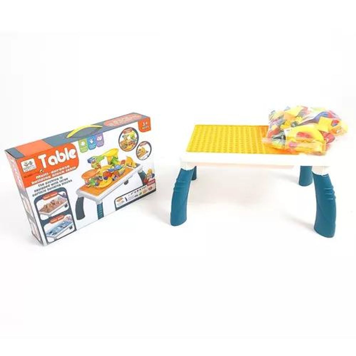 GENERICO - Mesa de bloques de construcción con 106 piezas multicolor