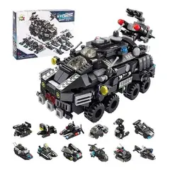 GENERICO - Camión de policía 12 en 1 SWAT armored car negro