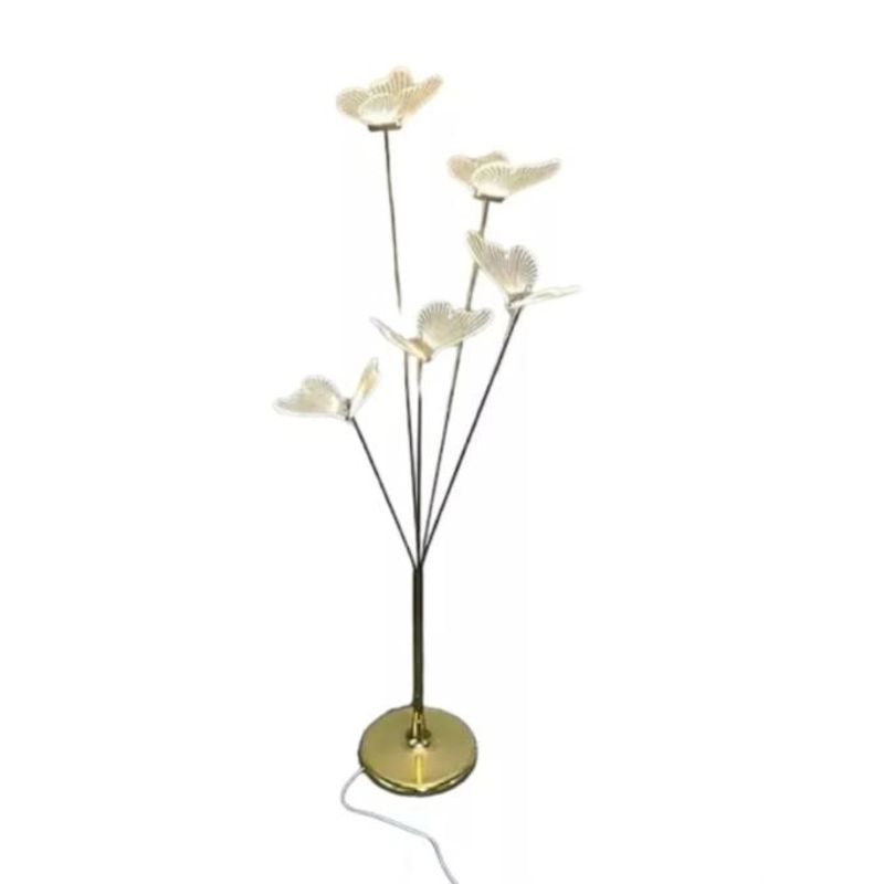 GENERICO - Lámpara De Pie Con 5 Mariposas Led Blanco Cálido 150cm