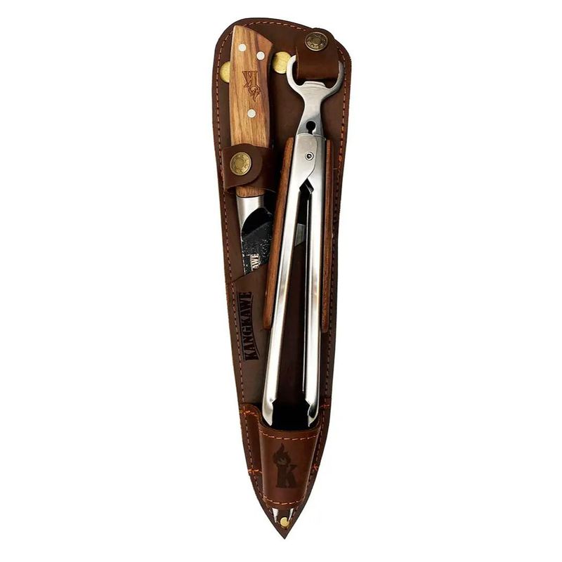 KANGKAWE - Set Cuchillo + Pinza + Funda de Cuero