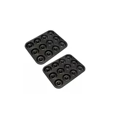 GENERICO - Set 2 Moldes Donas 12 Rosquillas Teflón Negro