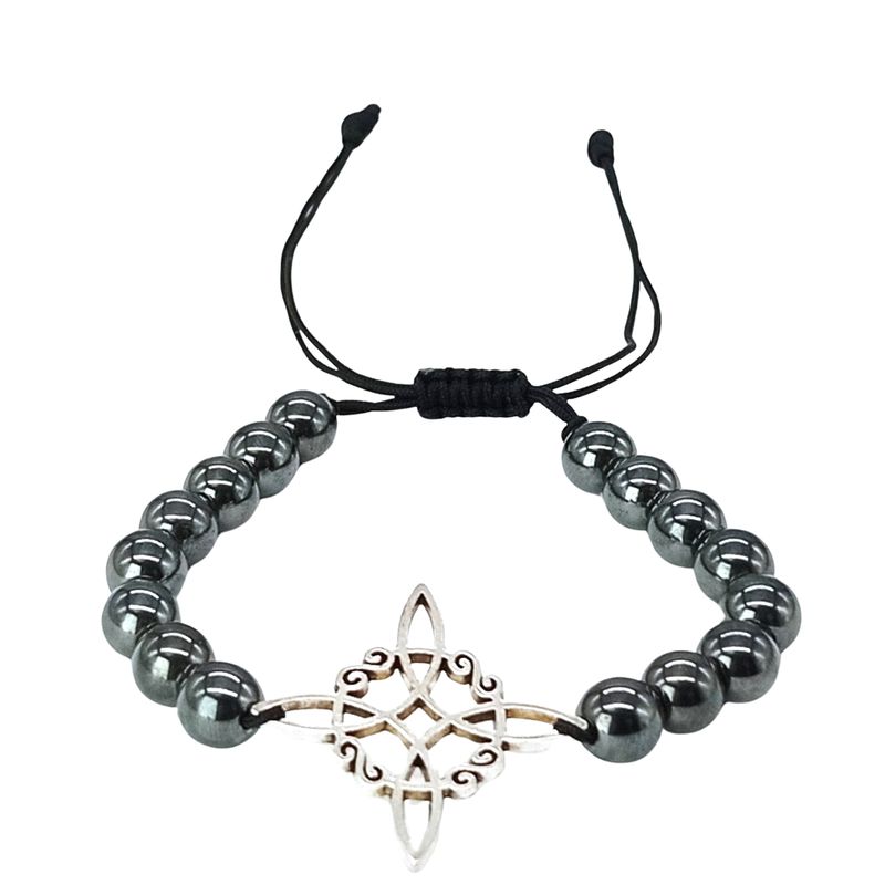 GENERICO - Pulsera Nudo de Bruja Piedra Hematita Ajustable