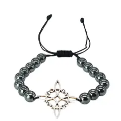 GENERICO - Pulsera Nudo de Bruja Piedra Hematita Ajustable