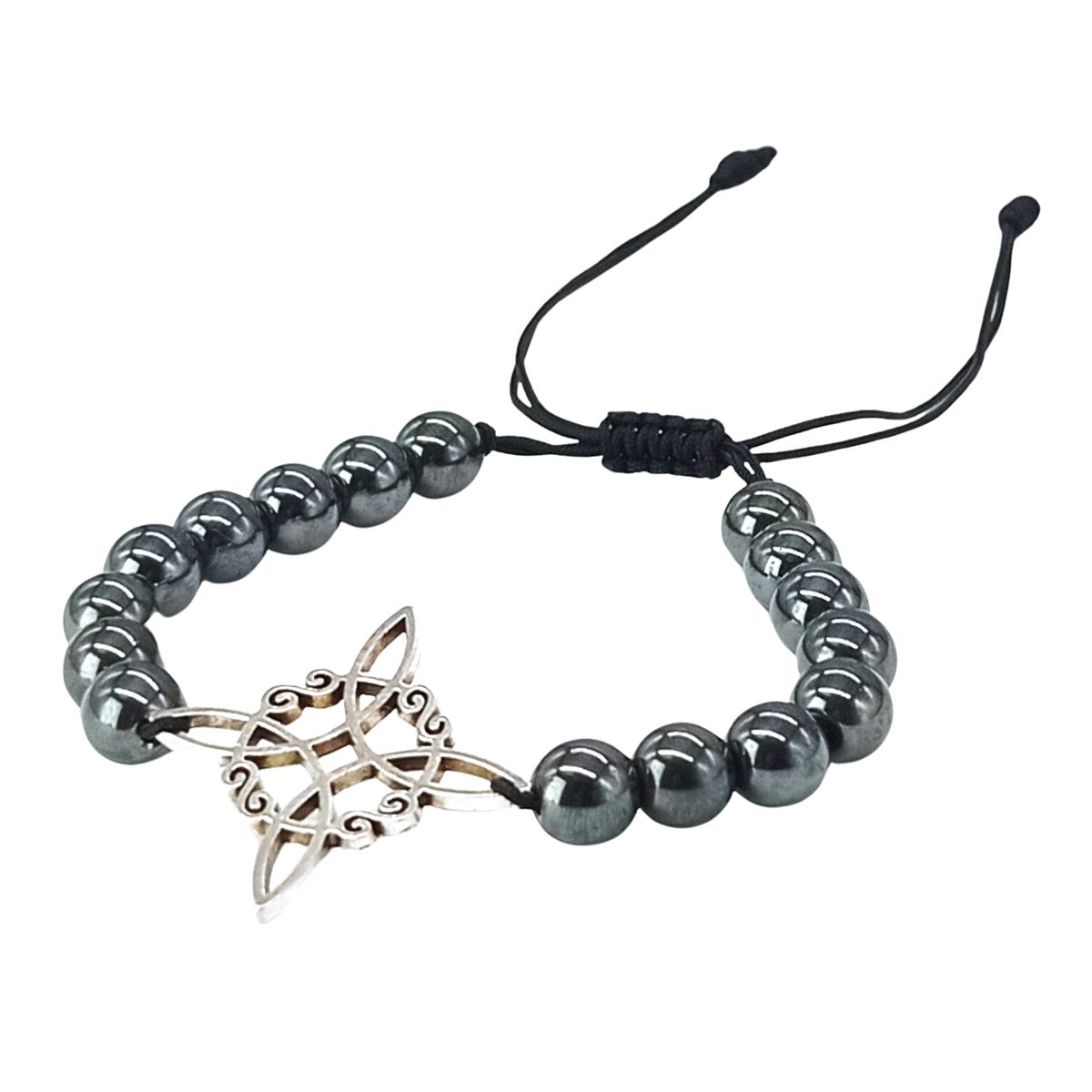 GENERICO - Pulsera Nudo de Bruja Piedra Hematita Ajustable