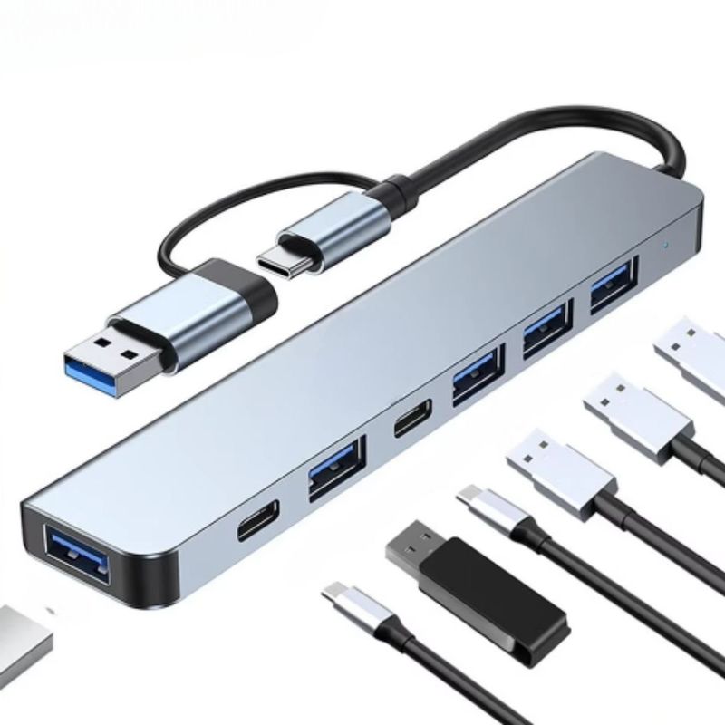 GENERICO - Hub Adaptador Usb Tipo C 7 En 2 Para Macbook iPad Notebook