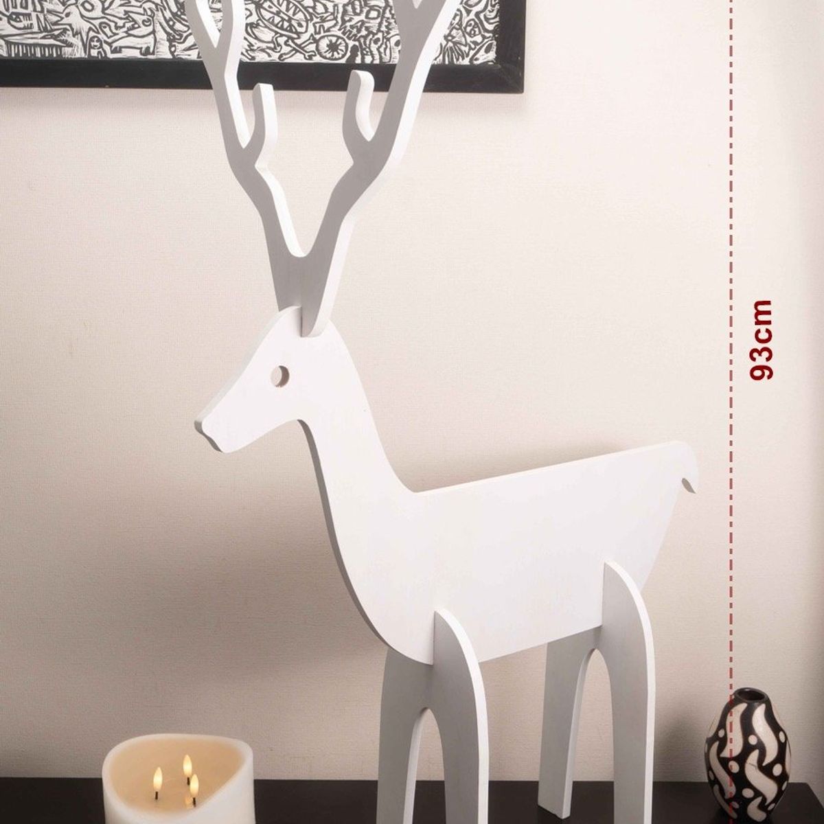 GENERICO - RENO navideño de madera COLOR BLANCO 93cm