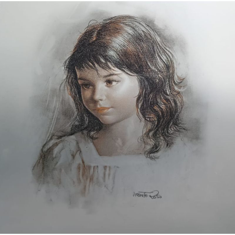 GENERICO - Grabado Ritratto di una ragazza de Vicente Rosso