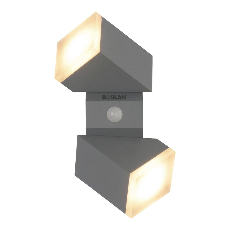 LUMENLUX - Aplique LED Exterior 2 Focos 12,5W c/Sensor IP54 Plata