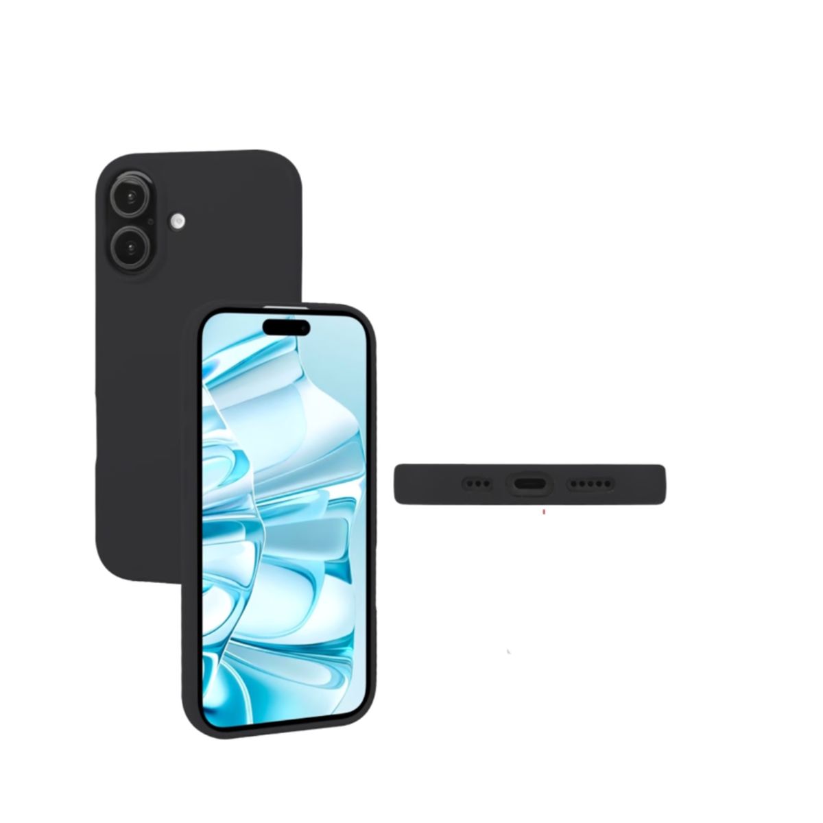 GENERICO - Carcasa Silicona para iPhone 16 Negro