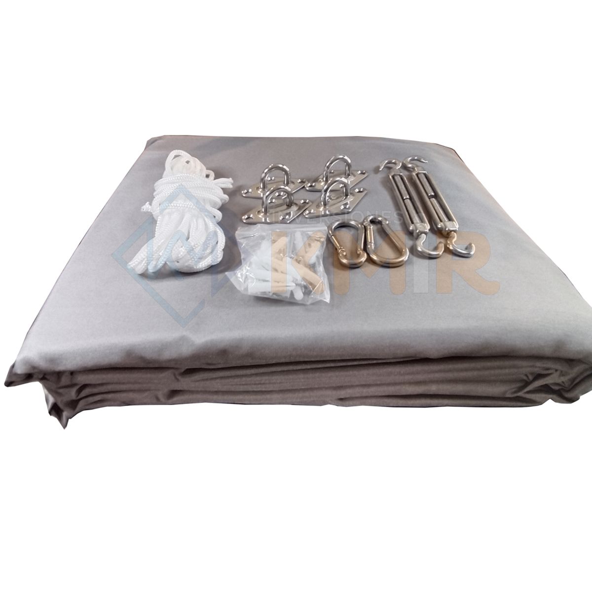 GENERICO - Toldo Sombra 2x4 100% Impermeable Gris Con Kit