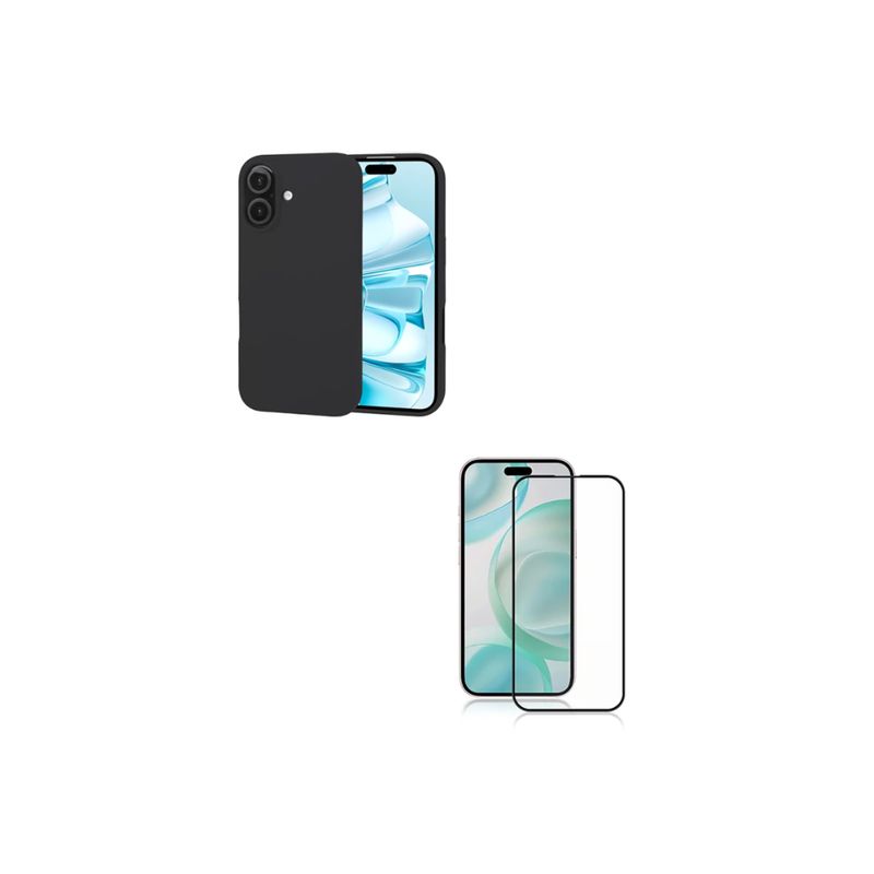 GENERICO - Carcasa + Lamina de Vidrio Para iPhone 16 Negro