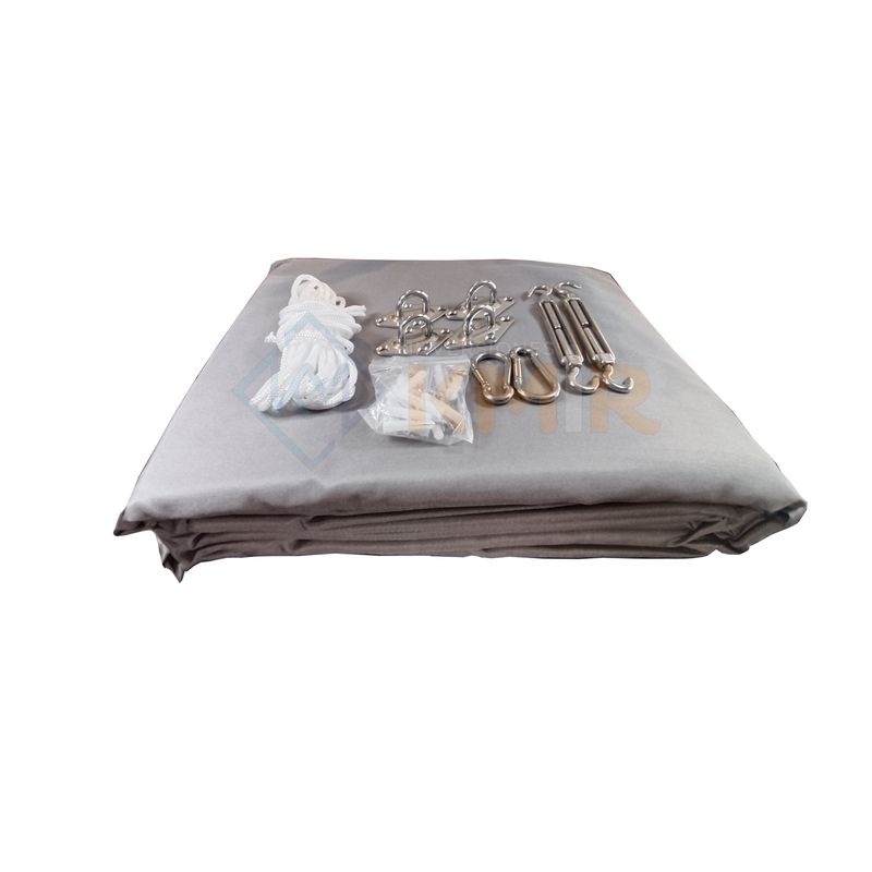 GENERICO - Toldo Sombra 4x8 100% Impermeable Gris Con Kit