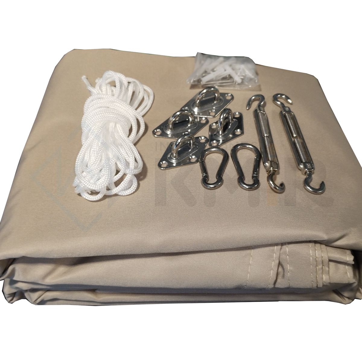 GENERICO - Toldo Sombra 4x6 100% Impermeable Caqui Con Kit