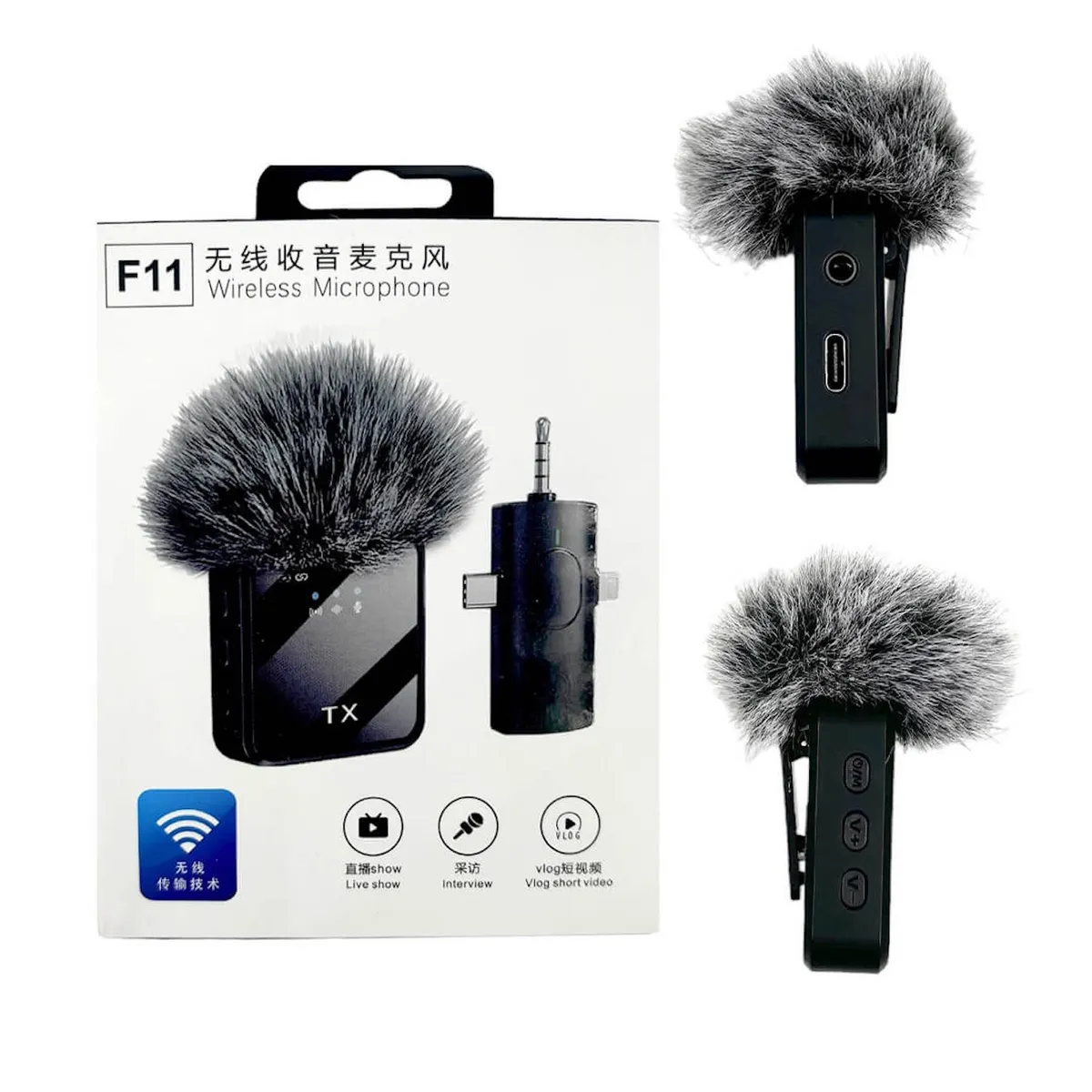 GENERICO - Micrófono Para Celular Inalámbrico De Solapa Tx F11