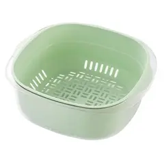 BAZUCA - Colador con Fuente Doble Capa para Frutas Verduras y Pastas Verde