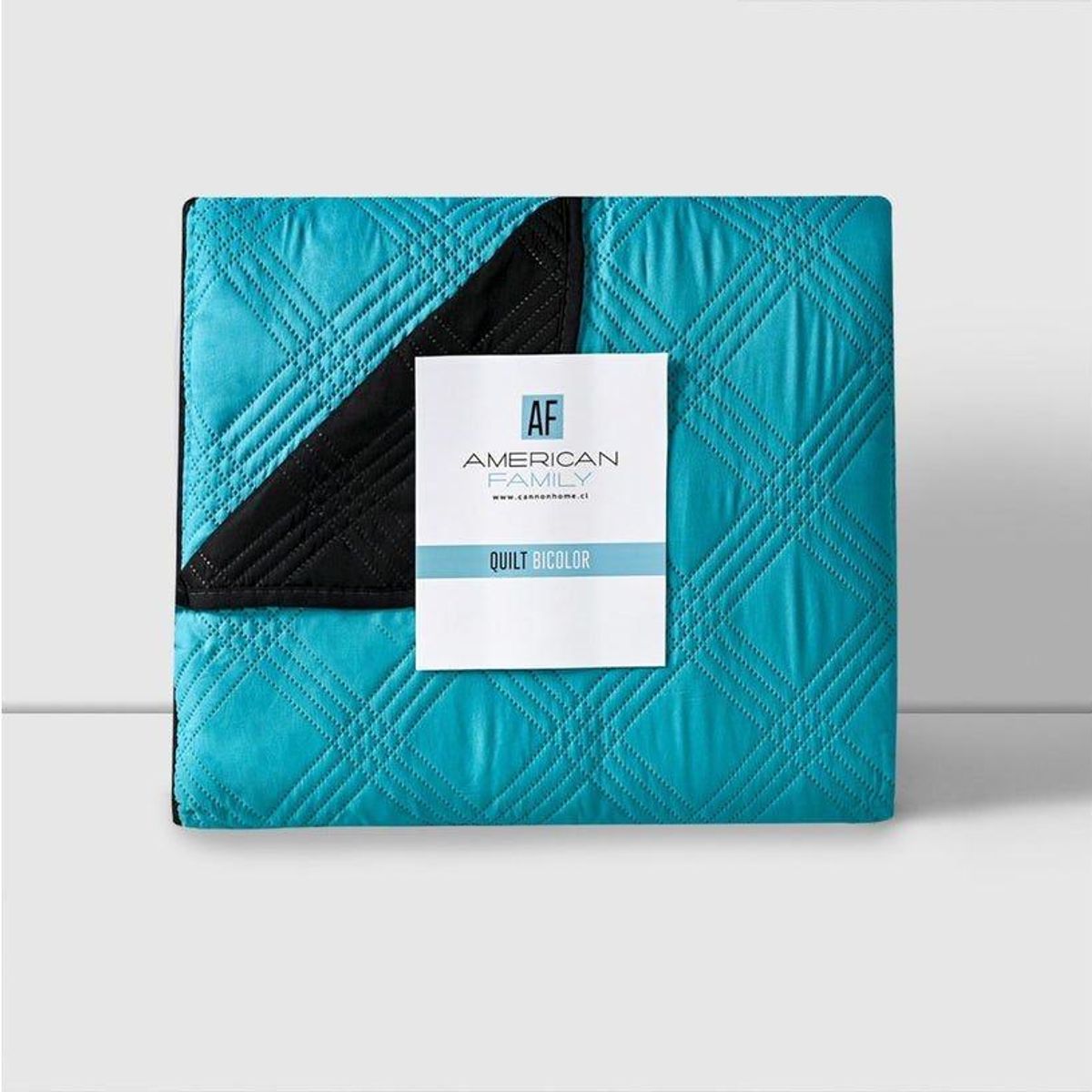CANNON - Quilt de Verano AF Cannon 2 Plazas. Bicolor Turquesa Negro