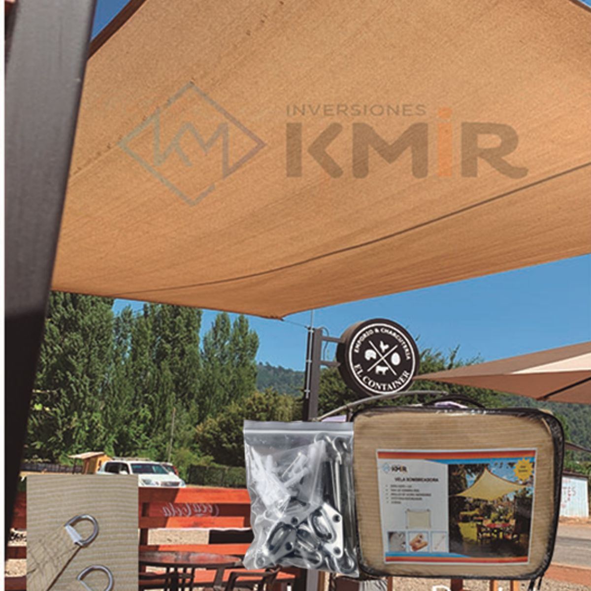 GENERICO - Toldo Vela Sombreadora 3x5 Beige 95% de Sombra + Kit