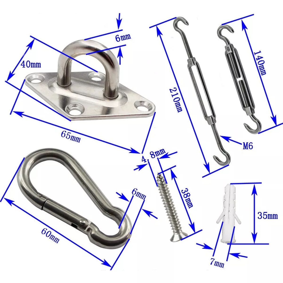 GENERICO - Toldo Vela Sombreadora 3x5 Beige 95% de Sombra + Kit