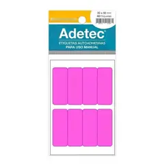 ADETEC - 80 Etiquetas Manuales Rectangulares Fluorescentes 20x50 mm