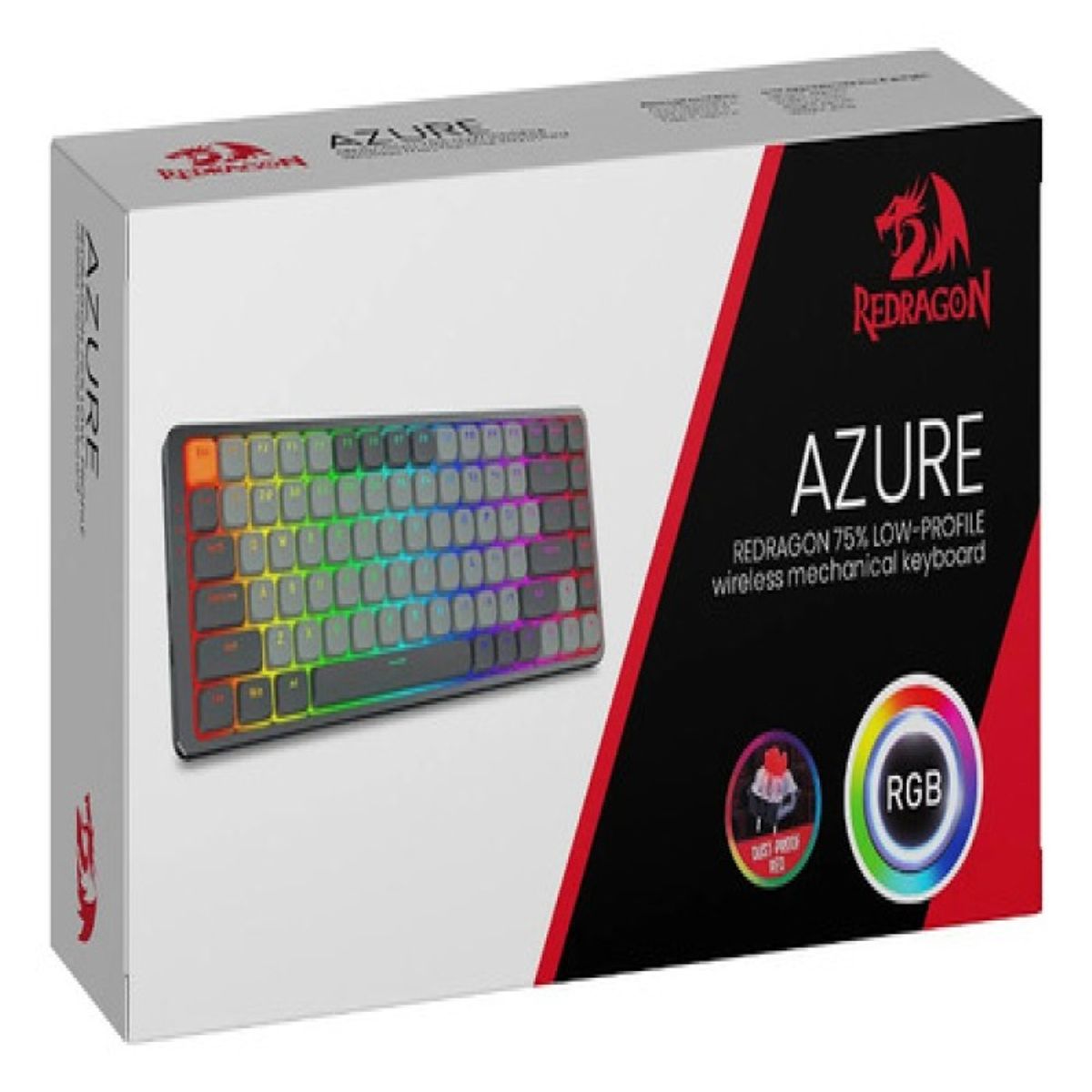 REDRAGON - Teclado Gamer Inalámbrico Redragon Azure K652gg Rgb Pro Red