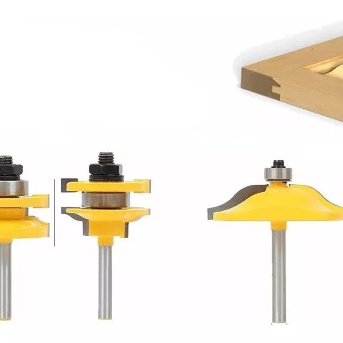 GENERICO - Fresa Madera Puerta Vástago De ¼ Tupi 3pcs Tipo Cara Lisa