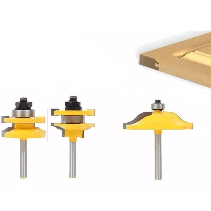 GENERICO - Fresa Madera Puerta Vástago De ¼ Tupi 3pcs Tipo Cara Lisa