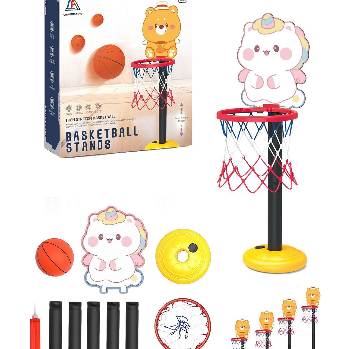 ATURE - Canasta De Baloncesto Basketball Elevables Para Niños 130cm