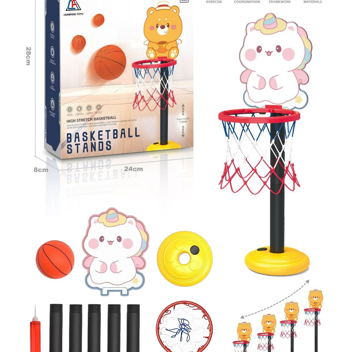 ATURE - Canasta De Baloncesto Basketball Elevables Para Niños 130cm