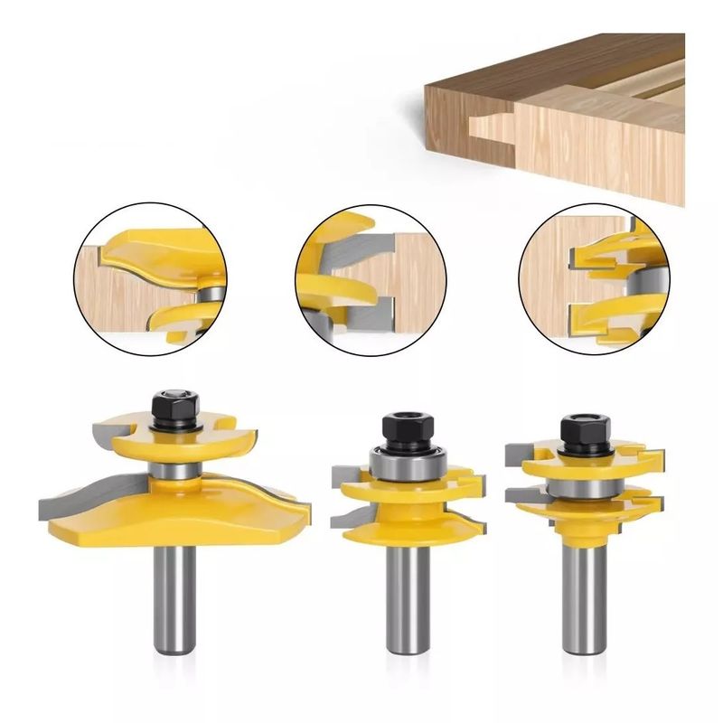 GENERICO - Fresa Madera Puerta Vástago De  ½Tupi 3pcs Tipo C