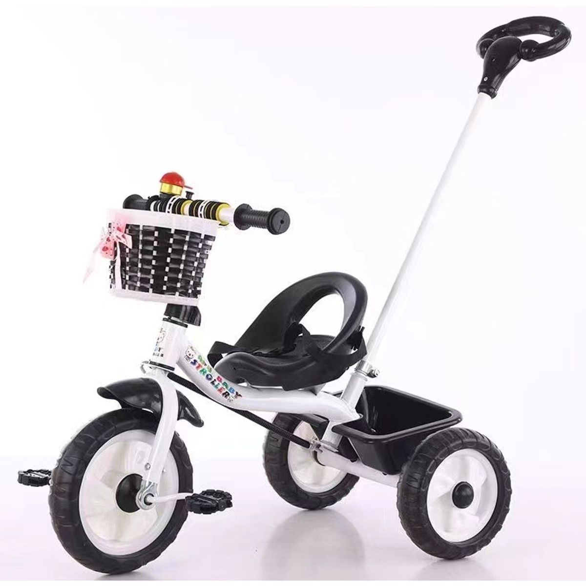 U BUY - Triciclo Infantil Metálico Con Guía Peso Máximo 35kg Blanco