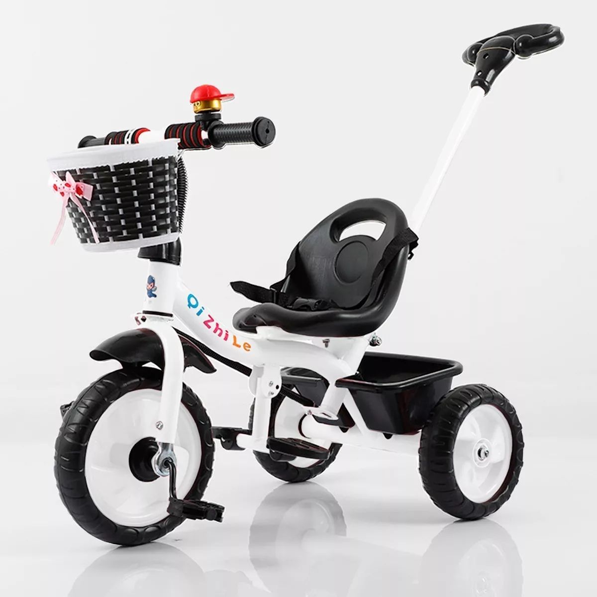 U BUY - Triciclo Infantil Metálico Con Guía Peso Máximo 35kg Blanco