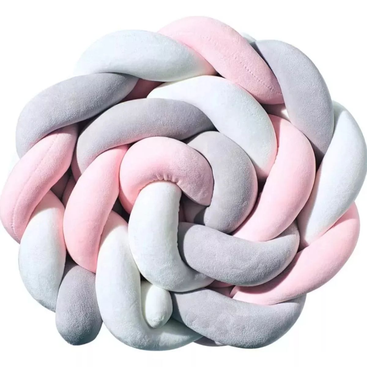 GENERICO - Cojín Trenza Protección Para Cuna De Bebés Rosa 3mts