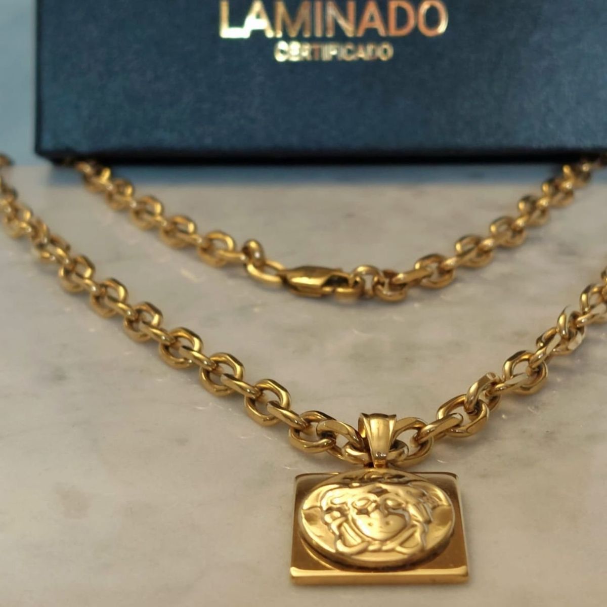 GENERICO - Cadena ORO LAMINADO 18K Tejido ESLABÓN FACETADO