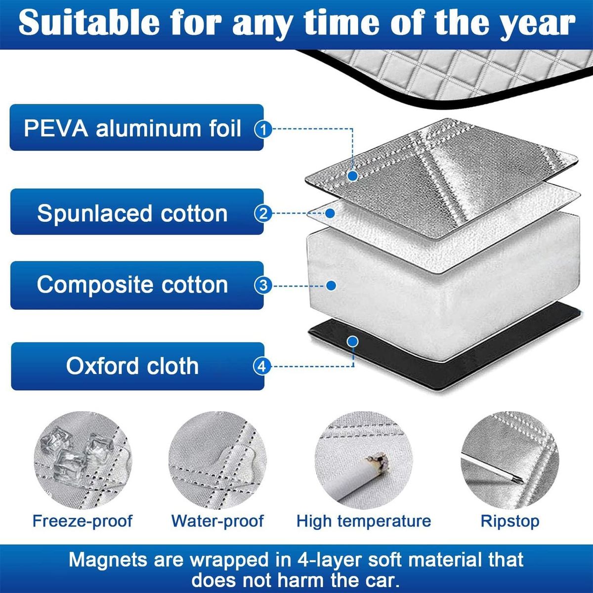 KUANGYE - Funda Protectora Sol Y Nieve Parabrisas Delantero Para Auto