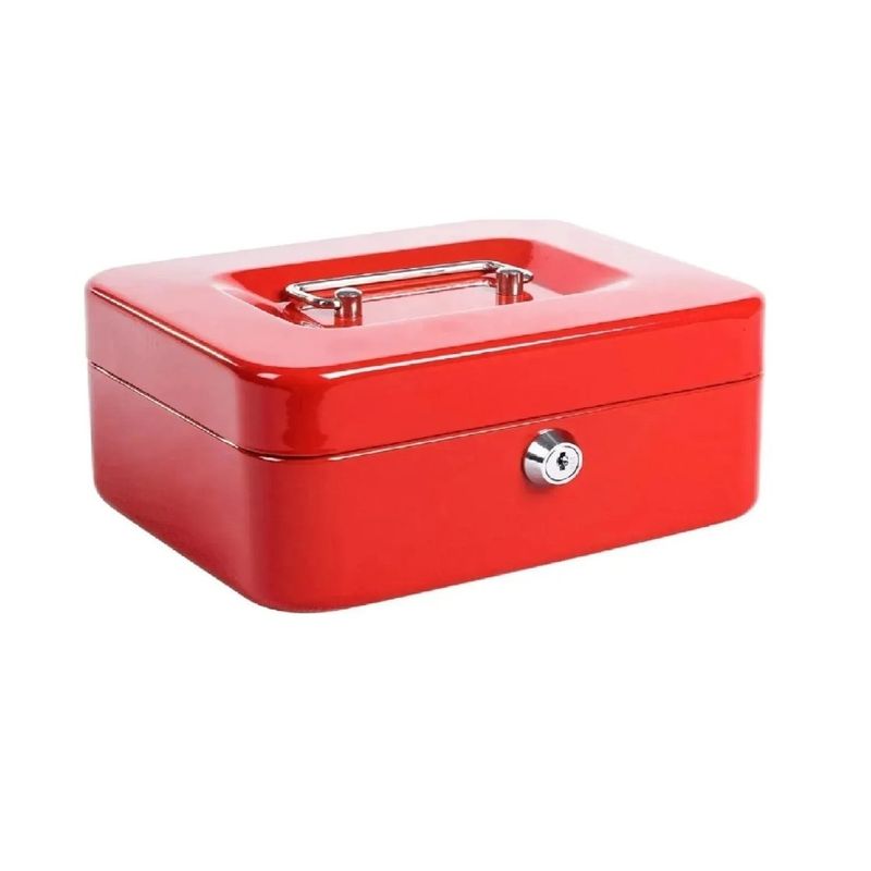 GENERICO - Caja Fuerte Caja Para Guardar Dinero 20x16x9 Cm Rojo