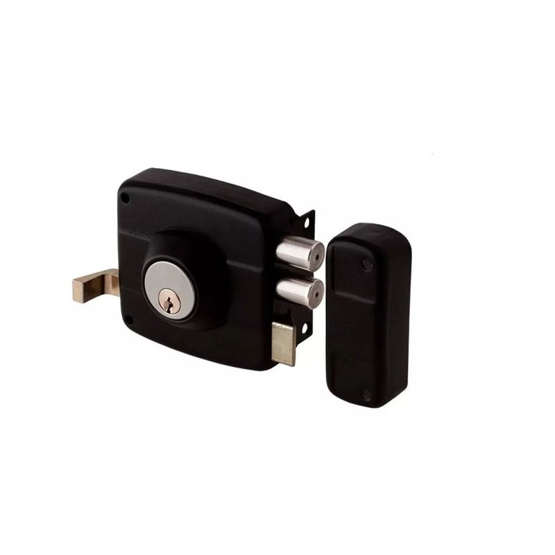 GENERICO - Chapa Cerradura Sobreponer Doble Cerrojo Seguridad Black