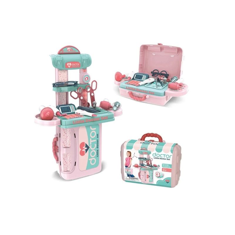GENERICO - Maletin Doctor De Juguete Little Doctor 3en1 Rosa Mix