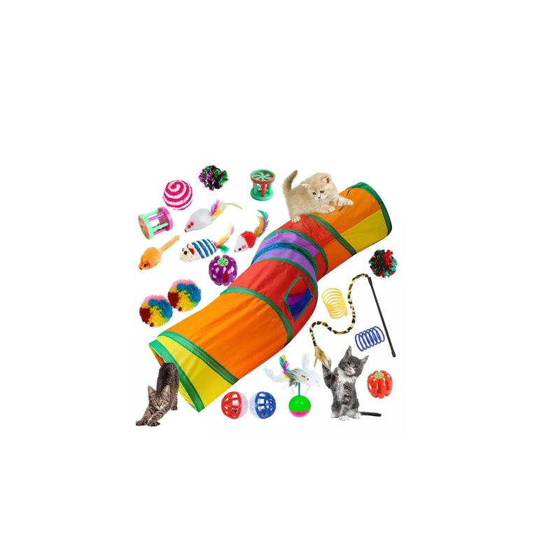 GENERICO - Juego 22 Túnel De Gato Plegable Juguete Mascota Pluma Bola