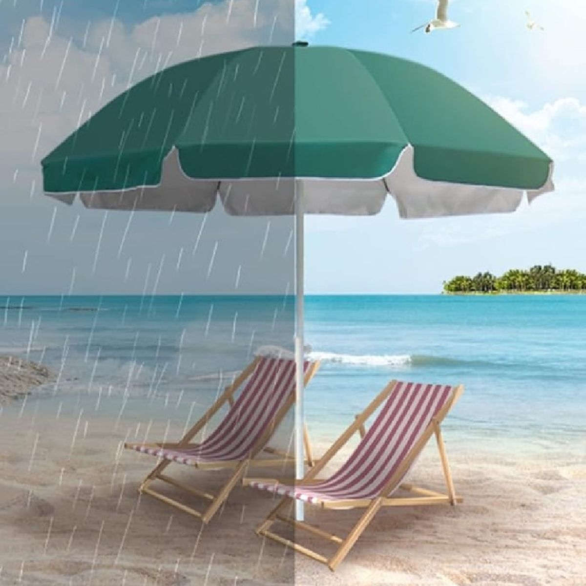 GENERICO - Paraguas Sombrilla Quitasol Filtro Uv Playa Verde 160cm