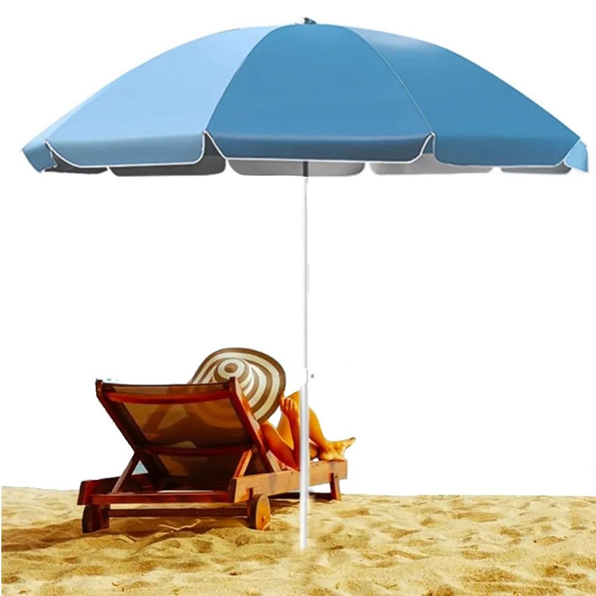 GENERICO - Paraguas Sombrilla Quitasol Filtro Uv Playa Celeste 160cm