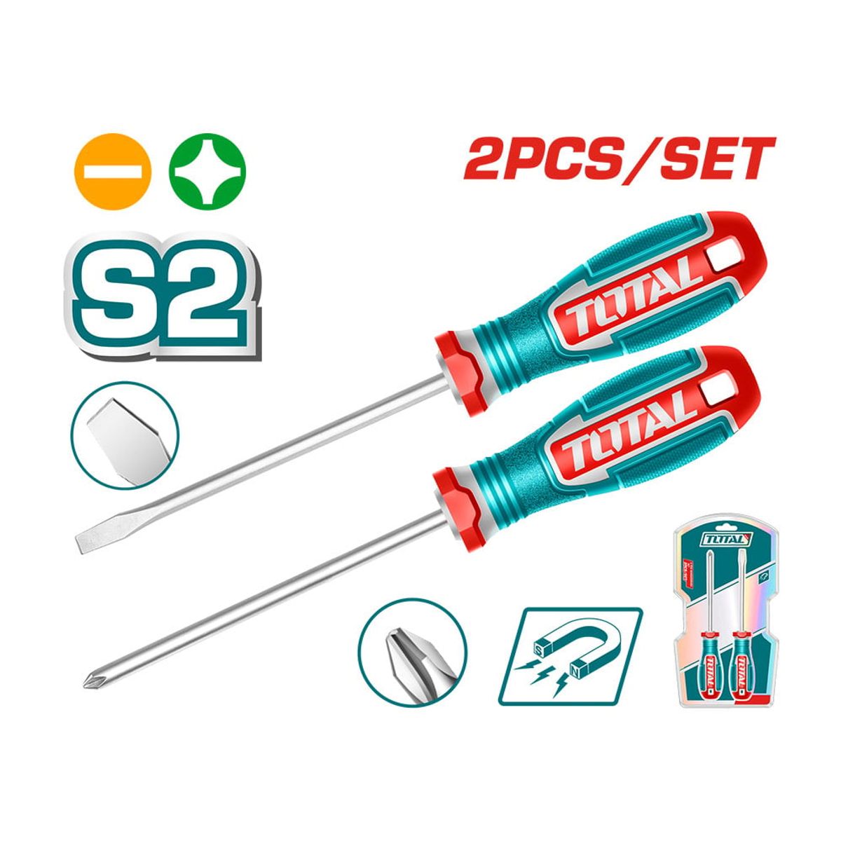 TOTAL TOOLS - Juego de 2 Piezas Destornilladores Total
