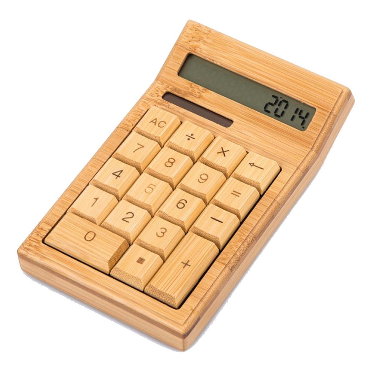 IMPORTCLICK - Calculadora Mesa Escritorio Bambú 12 Dígitos Solar