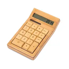 IMPORTCLICK - Calculadora Mesa Escritorio Bambú 12 Dígitos Solar