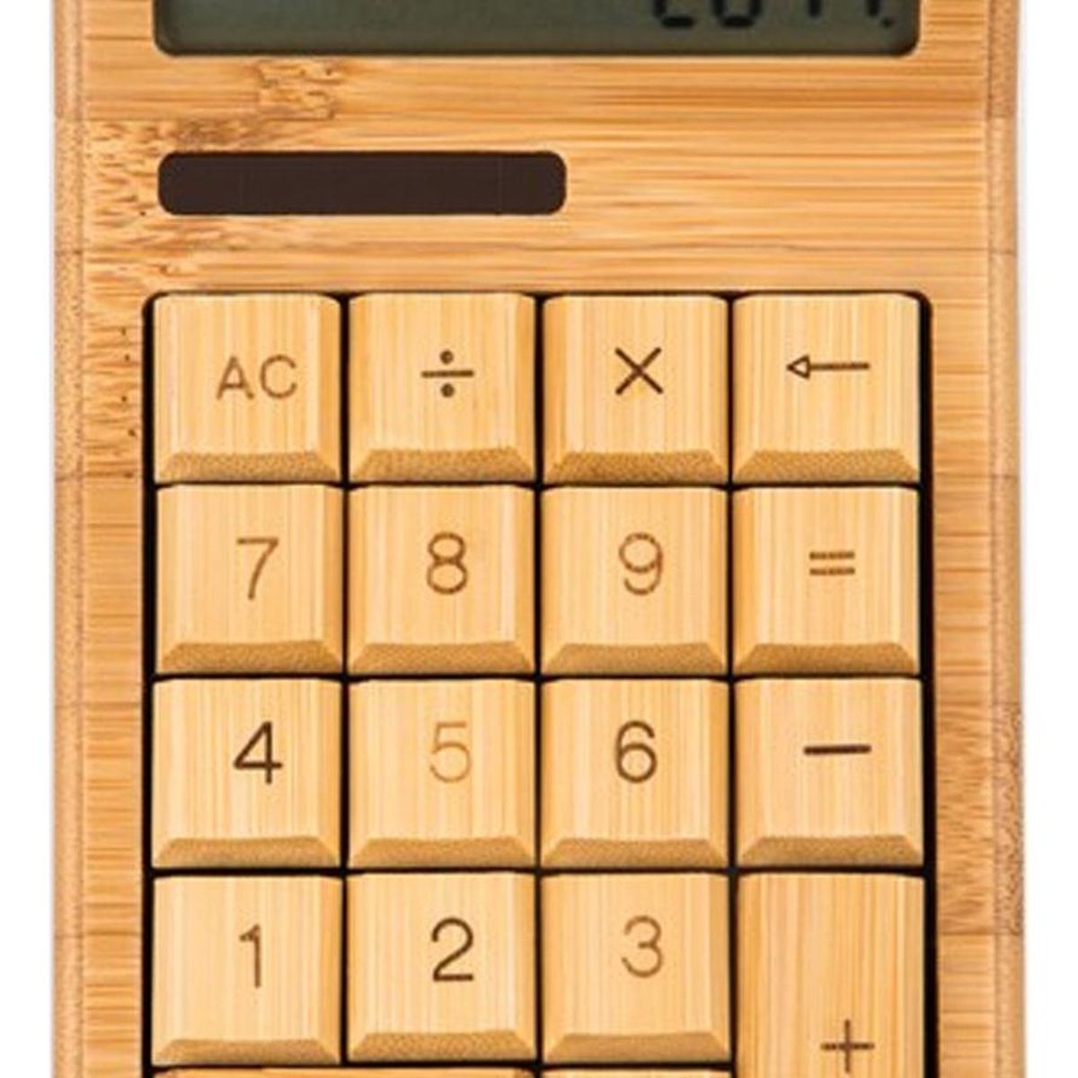 IMPORTCLICK - Calculadora Mesa Escritorio Bambú 12 Dígitos Solar