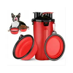 COCO PET'S - Botella De Agua y Pellet Mascotas - Rojo